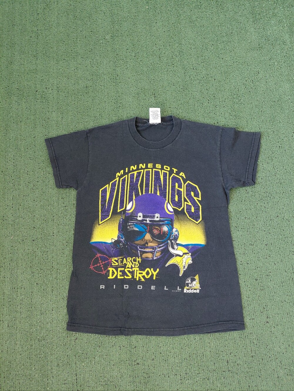 VINTAGE 1997 Boys Youth Riddell Minnesota Vikings Search & Destroy Football NFL